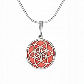 Květ Života, Stříbrný Přívěsek S Růžovým Achátem