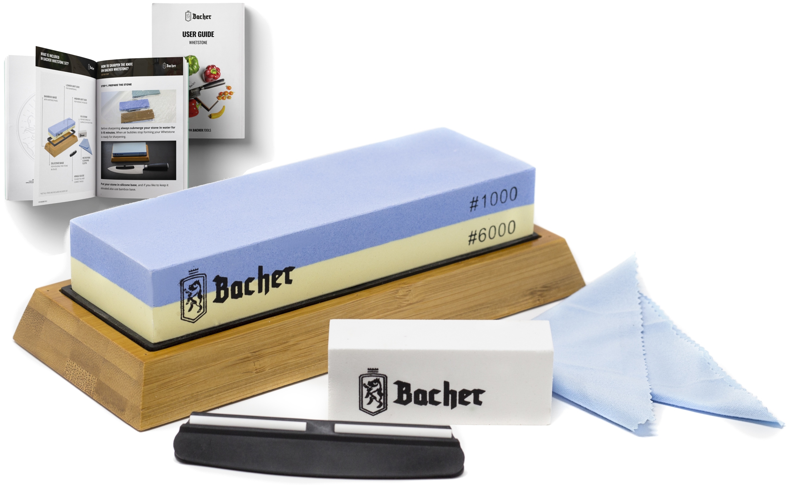 

Ostrzałka kamień wodny Bacher 1000/6000 Set+ Ebook
