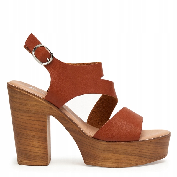 

Camelowe Damskie Sandały Na Słupku Werisso 38