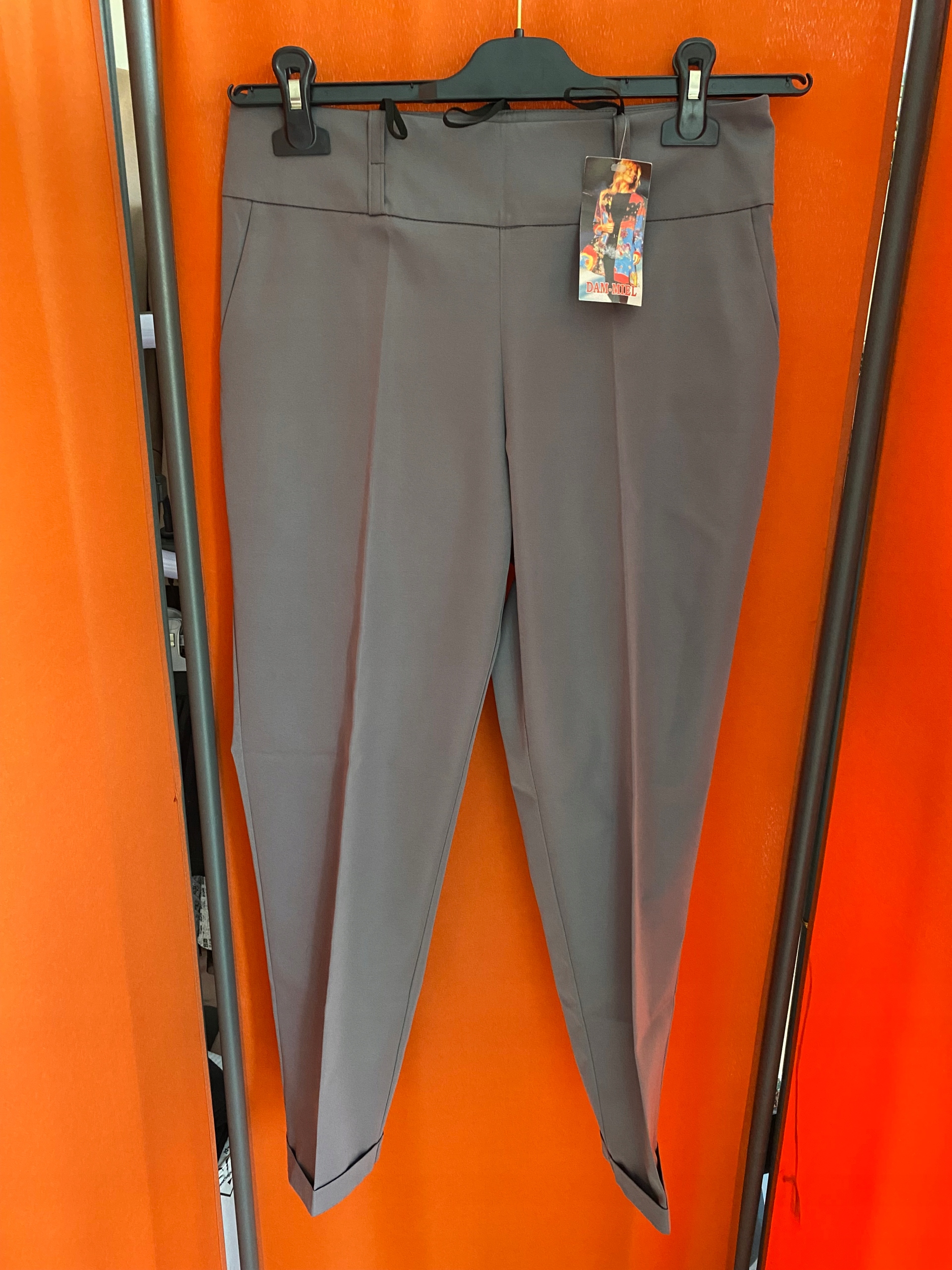 Šedé kalhoty cigaretového střihu Dam-miel velikost 40