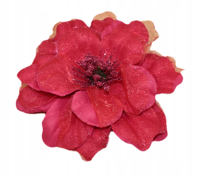 -MARGUT- Broszka gumka Kwiat Róża tiul czerwona