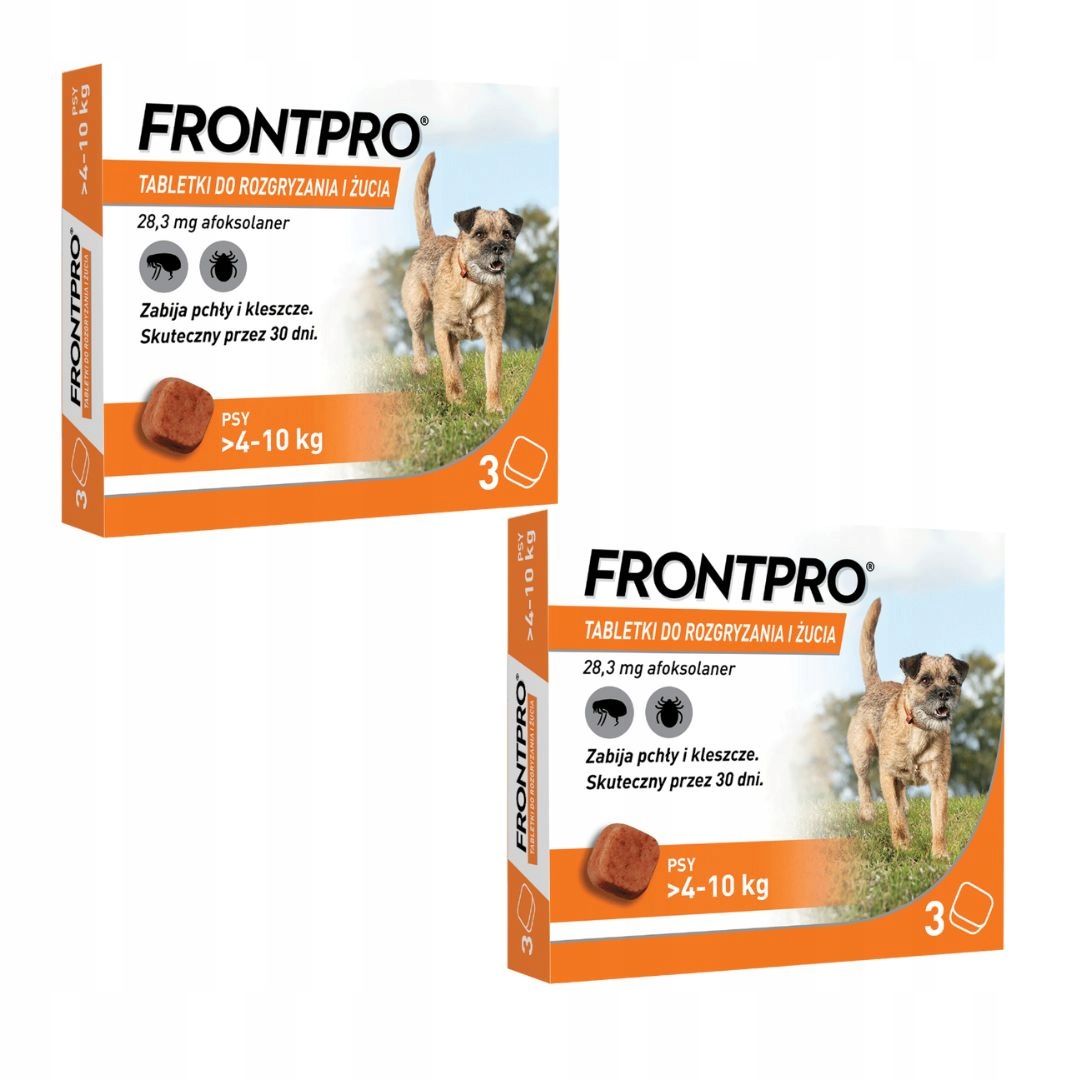 Frontpro >4-10 kg M na kleszcze i pchły do żucia dla psów 2 x 3 tabletki