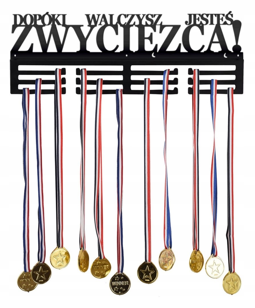 Nástěnný Věšák Na Medaile Vítěz 60 cm Černý