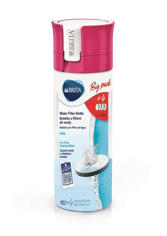 

Butelka Brita Vital różowa 0,6l+4szt MicroDisc