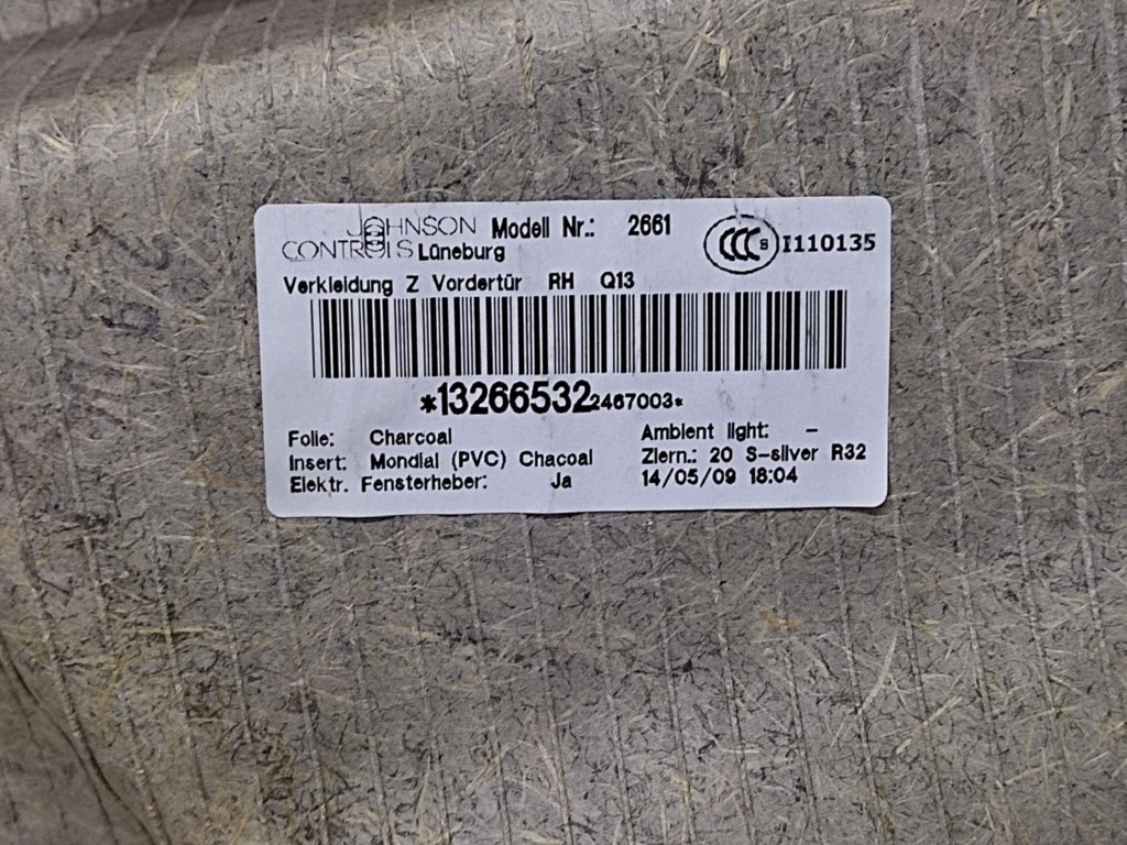 OPEL ZAFIRA B upholstery side door right front
