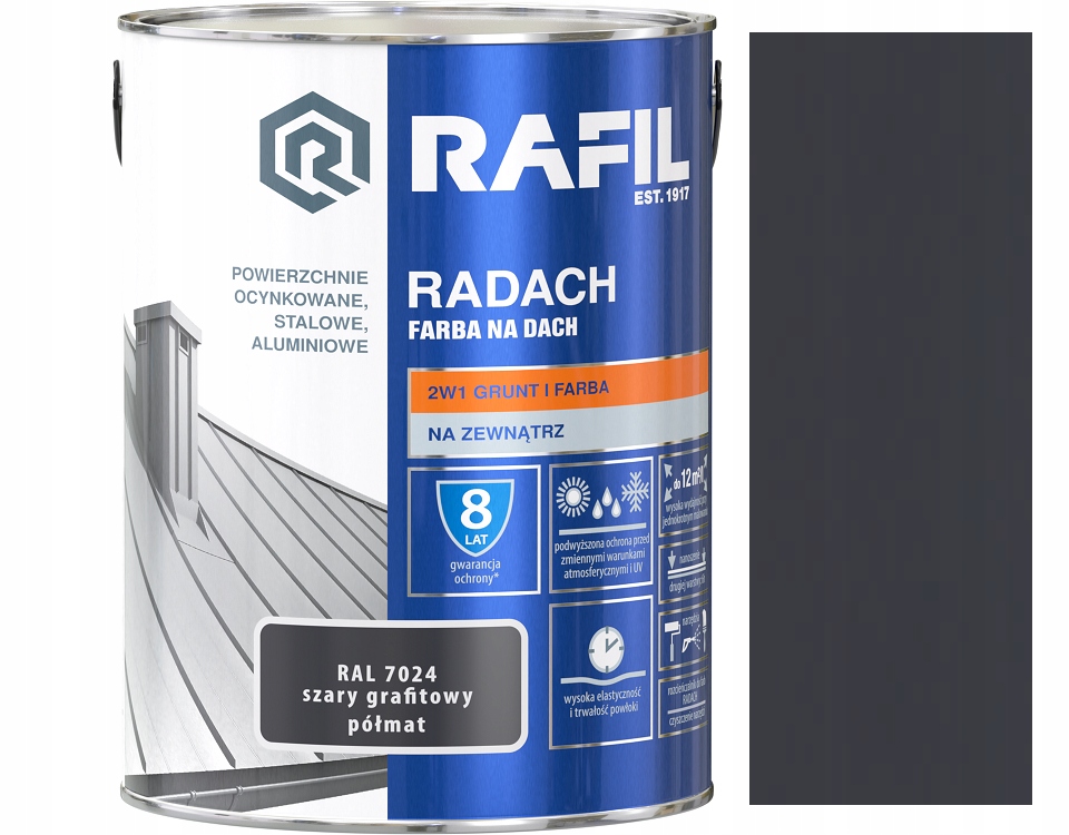

Rafil Radach Szary Grafit Półmat 7024 5L