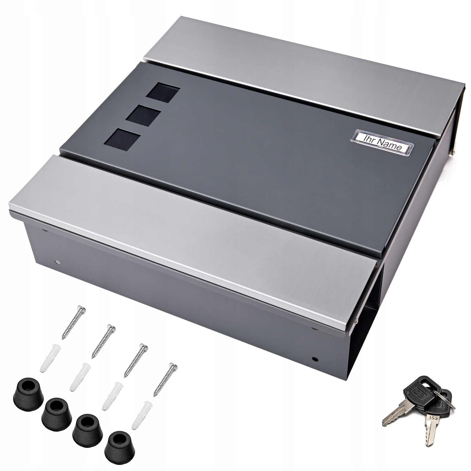 SKRZYNKA POCZTOWA LISTOWA NA LISTY GAZETY ANTRACYT Szerokość produktu 37 cm