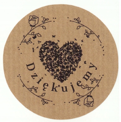 

Naklejki kraft Dziękujemy 5 cm 120 szt KK59