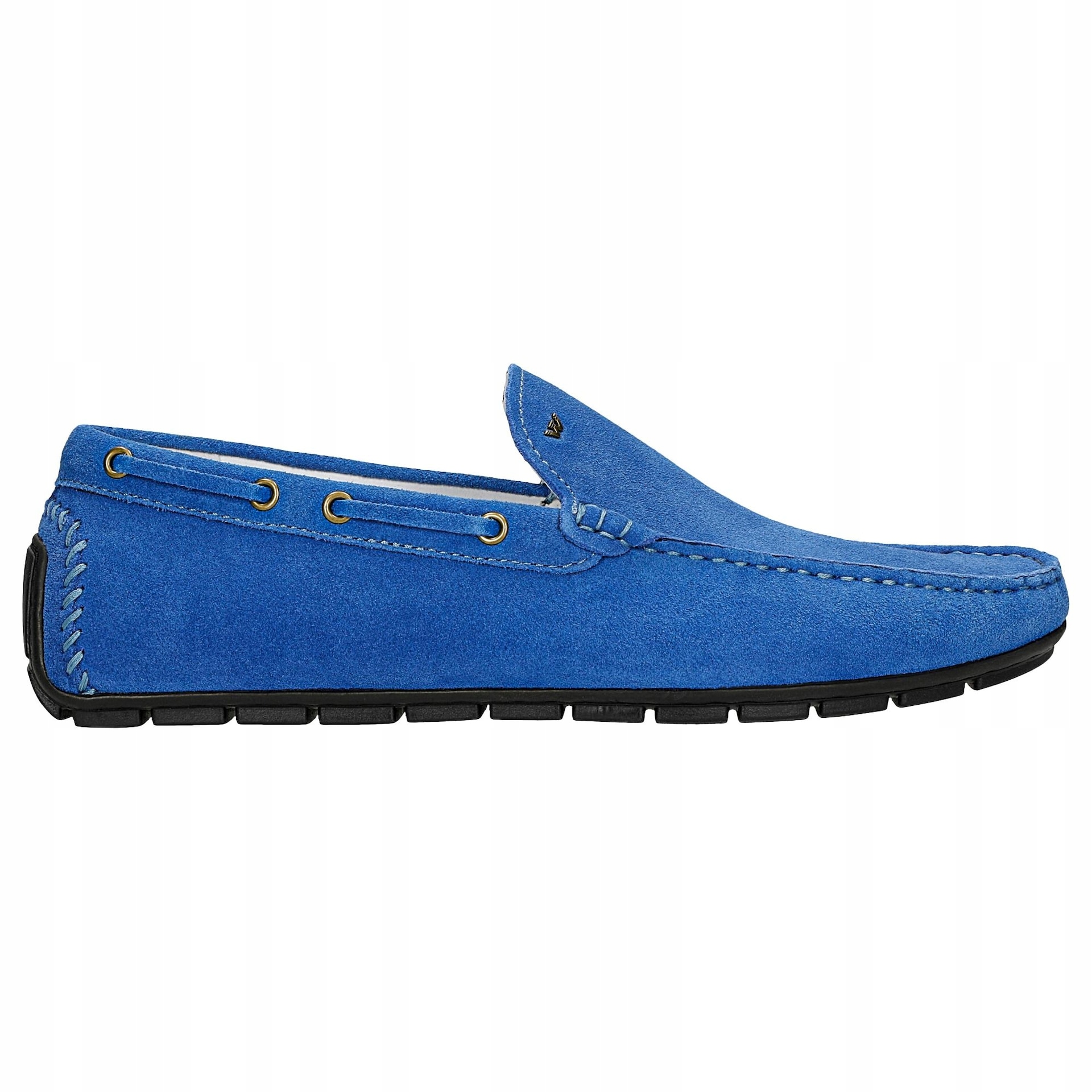 Modré pánské mokasíny na černé podrážce, velikost vel.