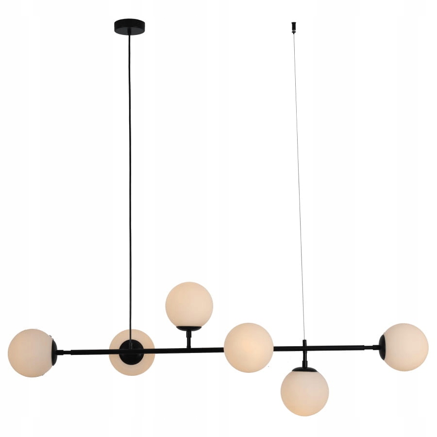 Light Prestige Lampa wisząca nad stół czarna z białymi szklanymi kloszami