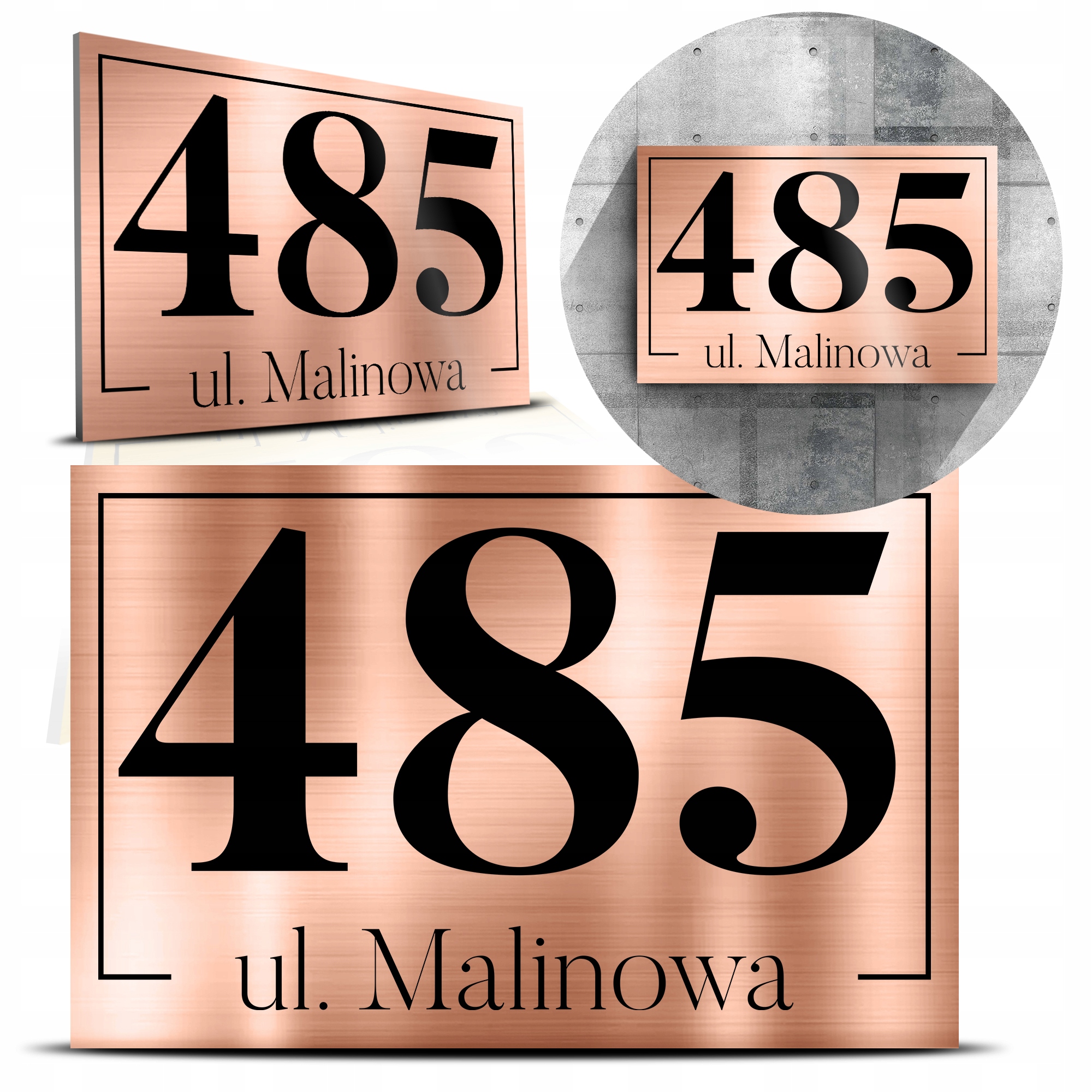 TABLICZKA Tablica ADRESOWA DIBOND MIEDŹ 32x21cm 74