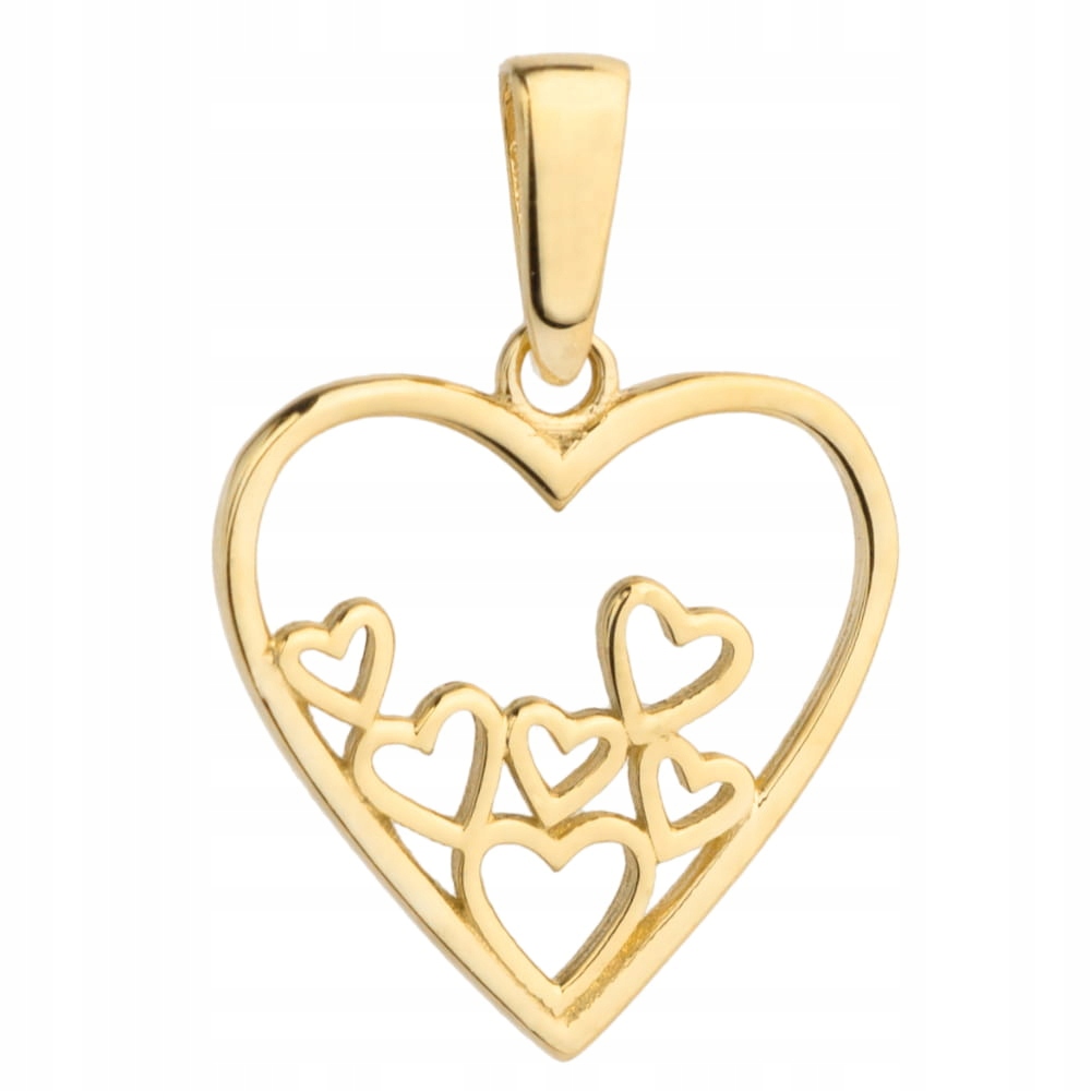 ZŁOTA ZAWIESZKA WISIOREK 585 SERCE Z SERDUSZKAMI