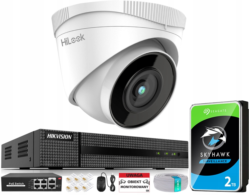 Monitorovanie Ip do domu 1 5Mpx kamera HiLook rekordér Hikvision Disk 2TB