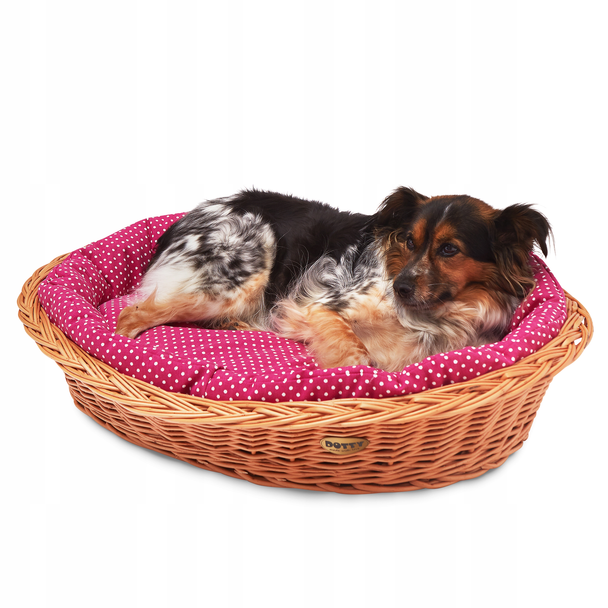 Levně Pelíšek pro psa kočku, proutěný košík s pelíškem bavlna Dotty