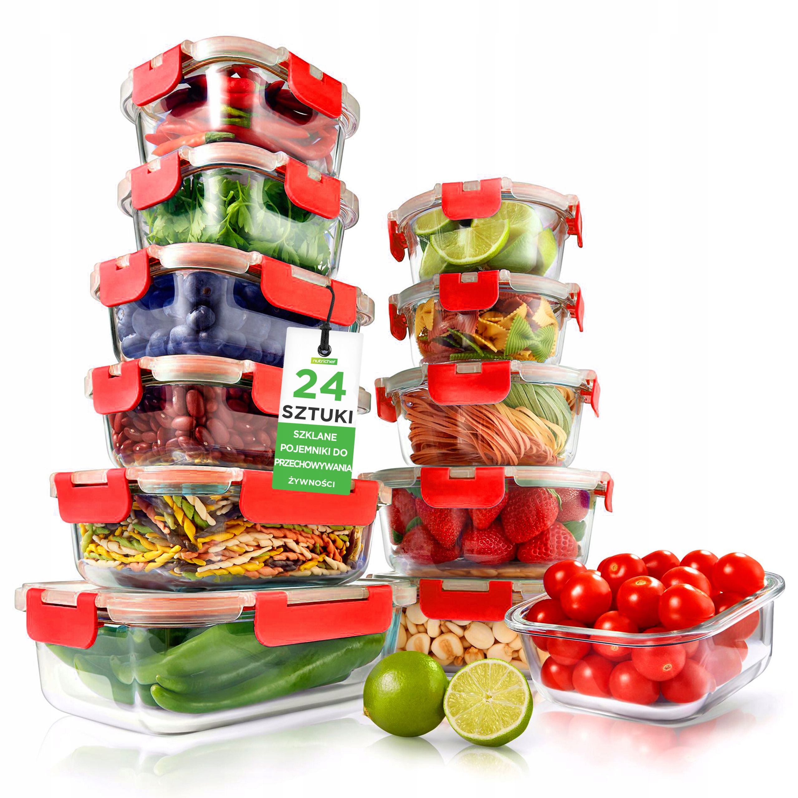 Szklane Pojemniki Na Żywność 12 Sztuk Pokrywki Nutrichef Wolne Od Bpa