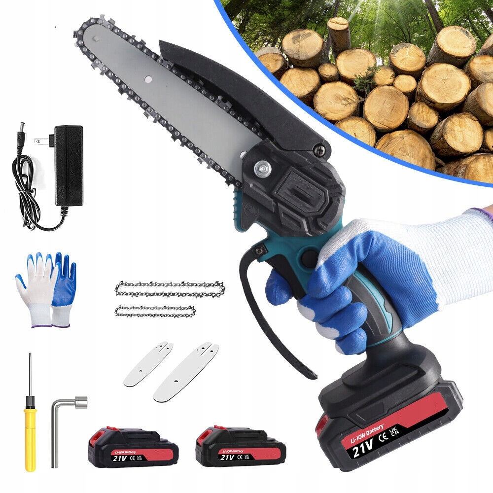 PIŁA ŁAŃCUCHOWA AKUMULATOROWA 4+6" PILARKA RĘCZNA GAŁĘZIÓWKA MOCNA 2x AKU Marka bez marki