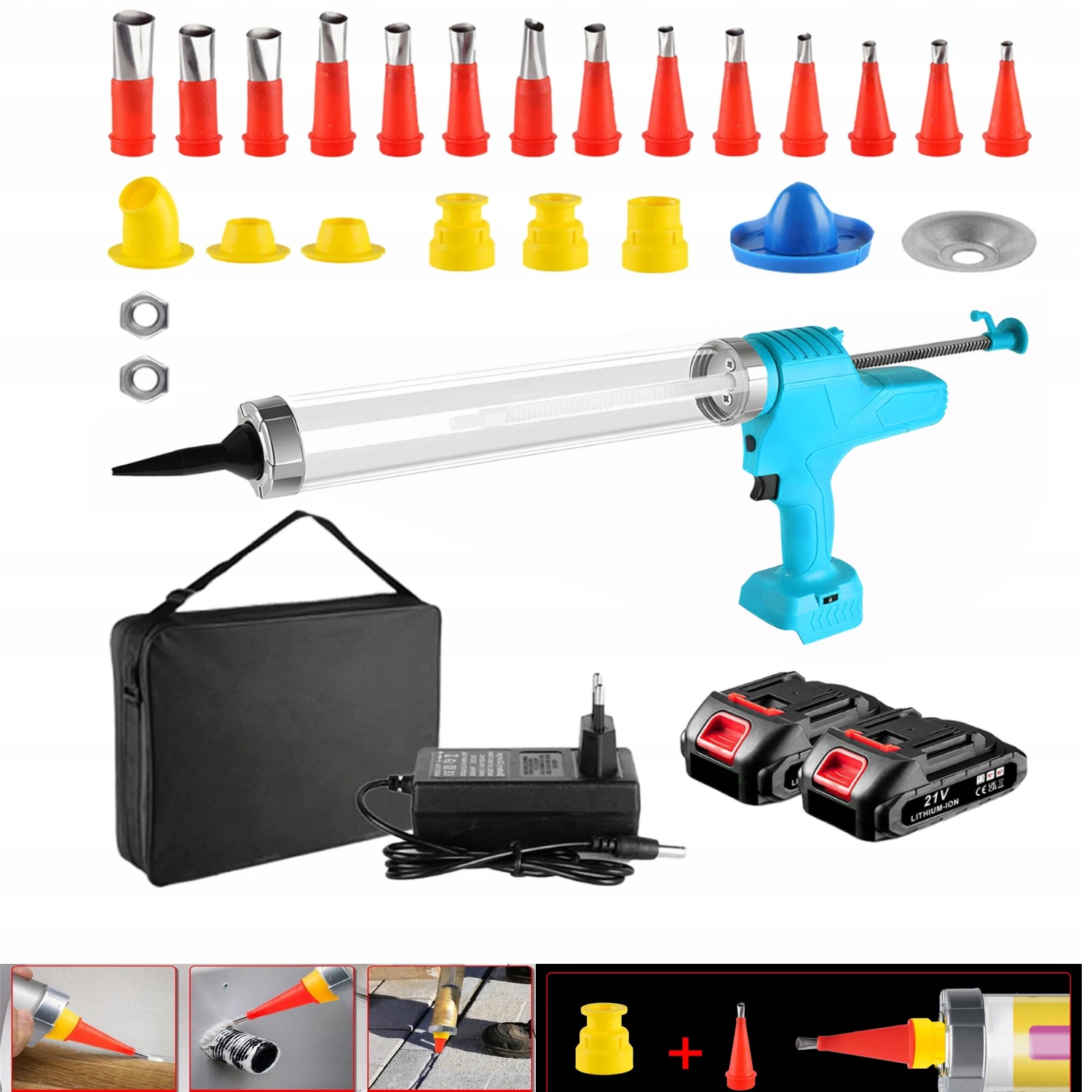 Odšťavňovač na hmoty 600 ml Pistole na silikon akumulátorová 2x Aku