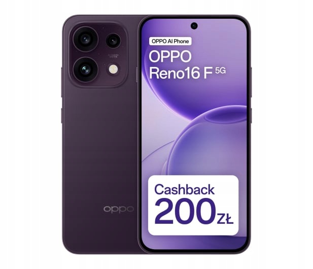 OPPO Reno16F 5G 8/256GB Funkcje AI 6,57" 120Hz 50Mpix Fioletowy