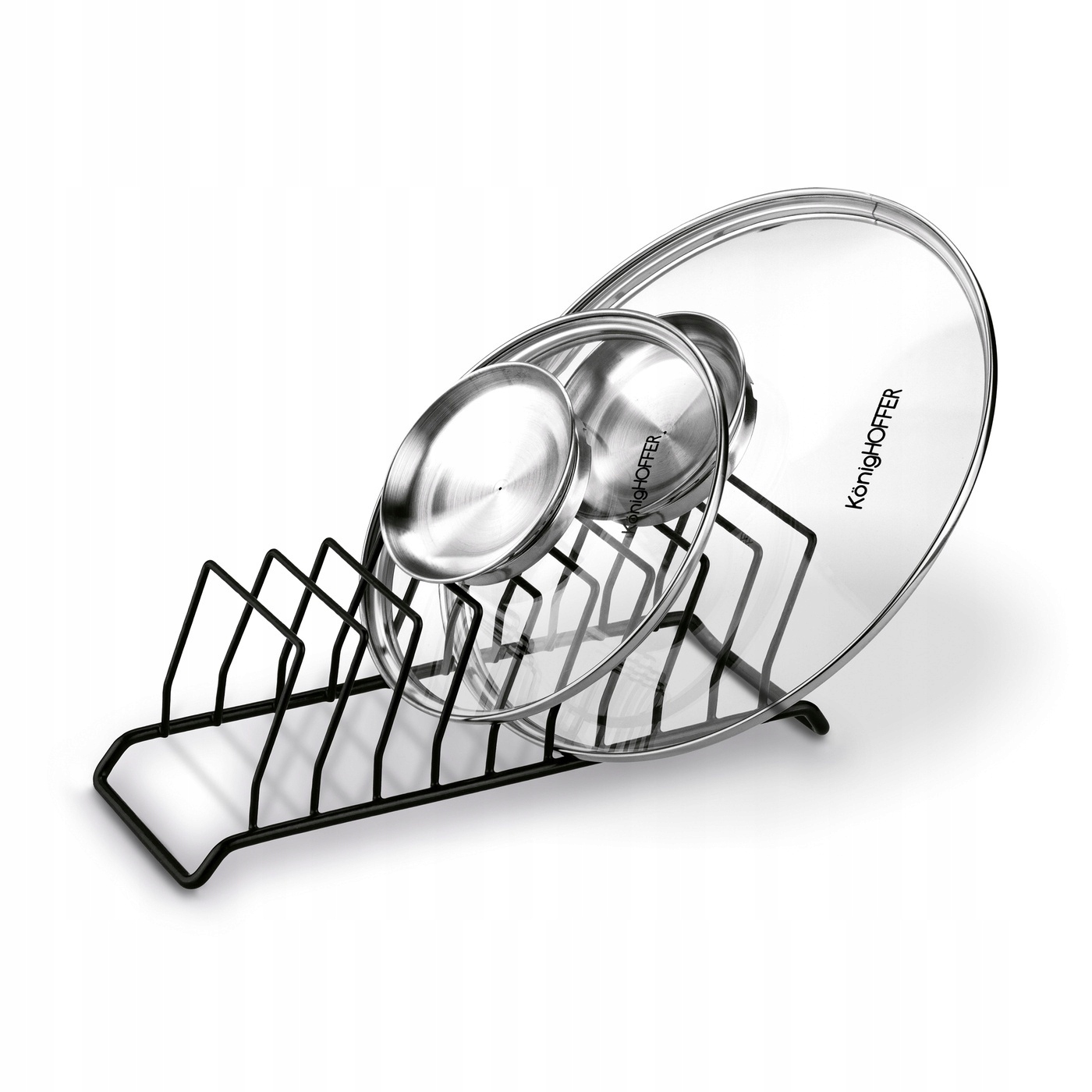 Poziomy STOJAK NA TALERZE czarny metalowy ORGANIZER NA POKRYWKI 28x9 cm Kolor czarny