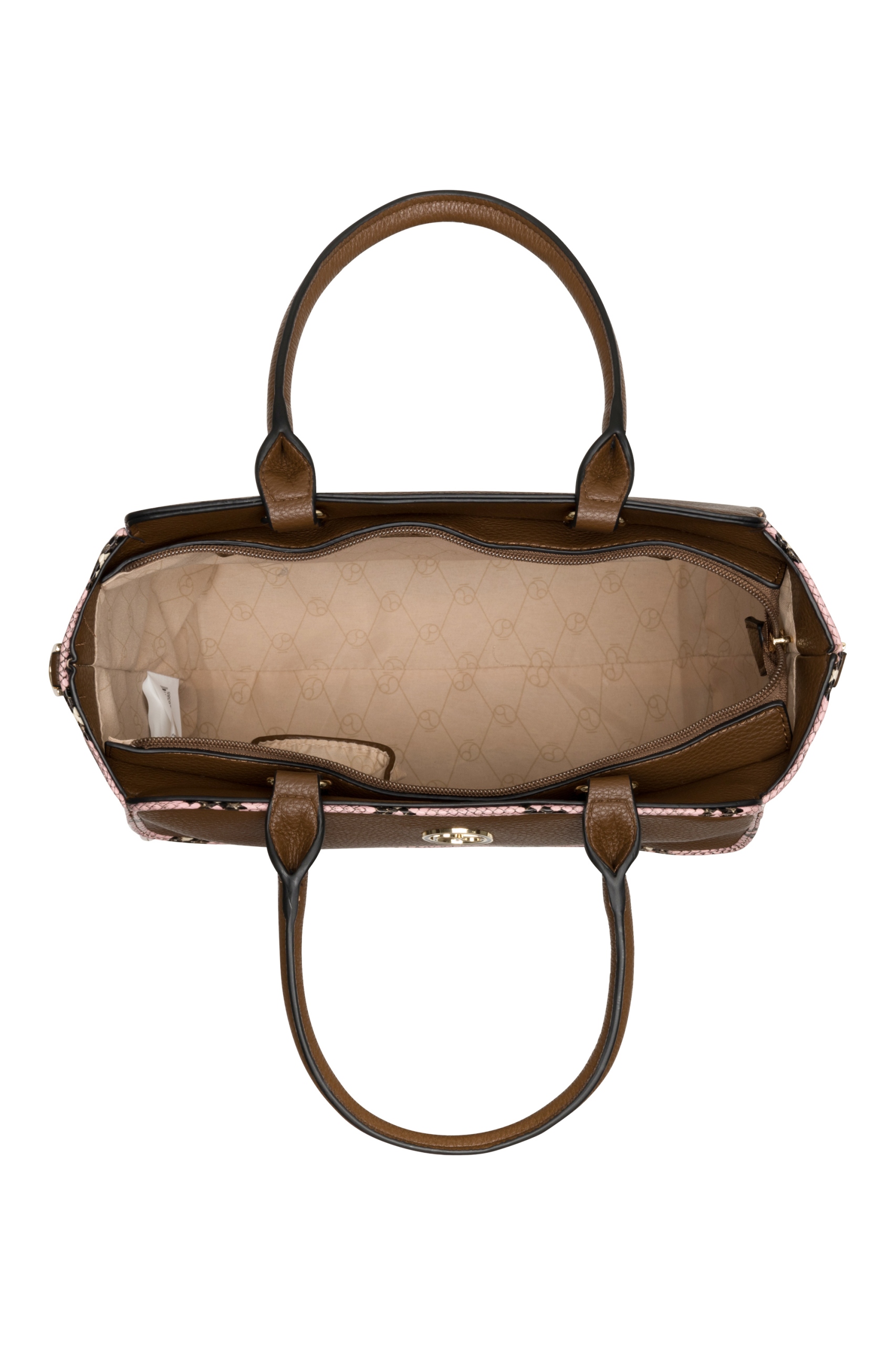 DAMSKA TOREBKA KUFEREK NOBO Z WĘŻOWYMI LAMÓWKAMI BRĄZOWA ELEGANCKA Kolekcja jesień/zima