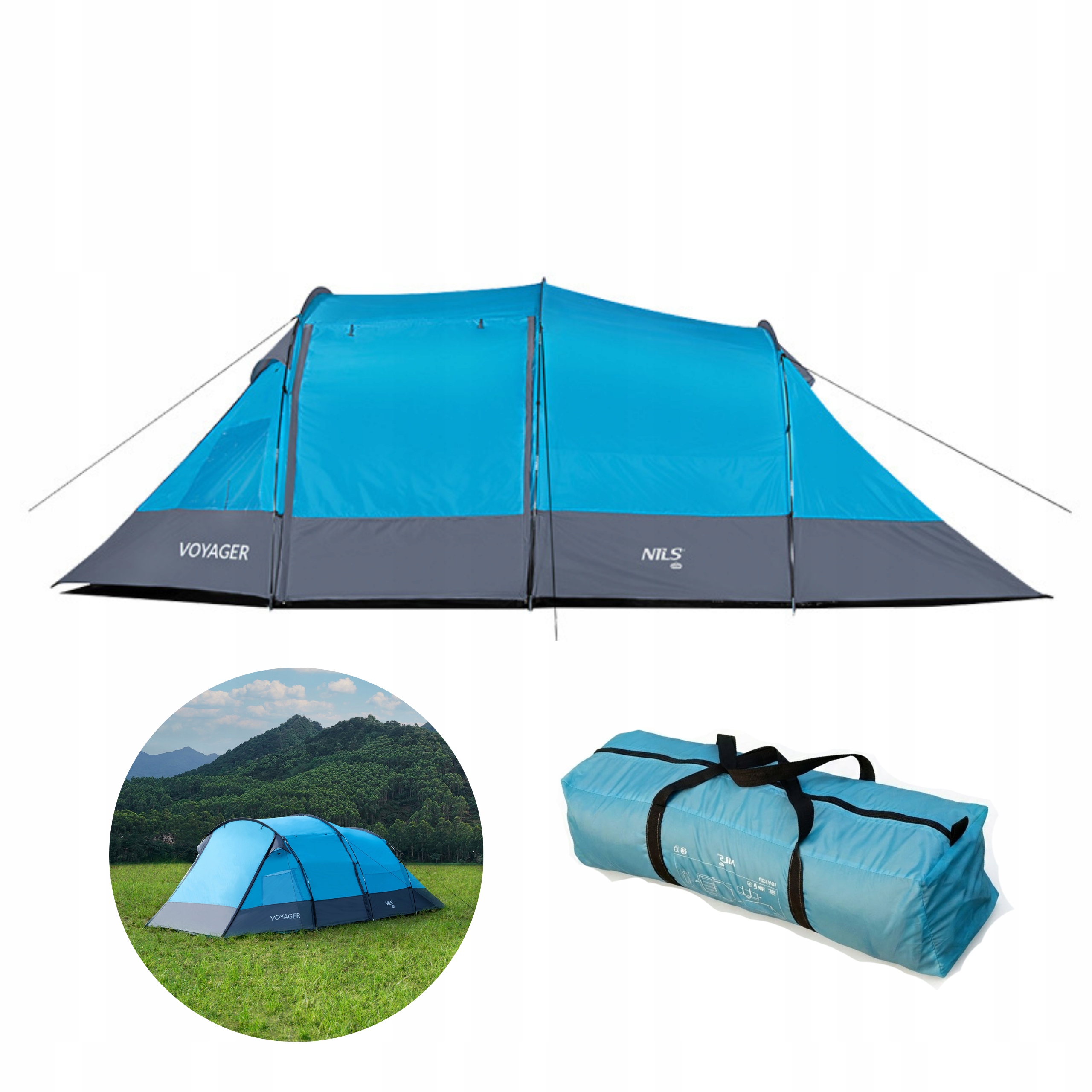 Silný stan pro 4 osoby s předsíňkou Nils Camp