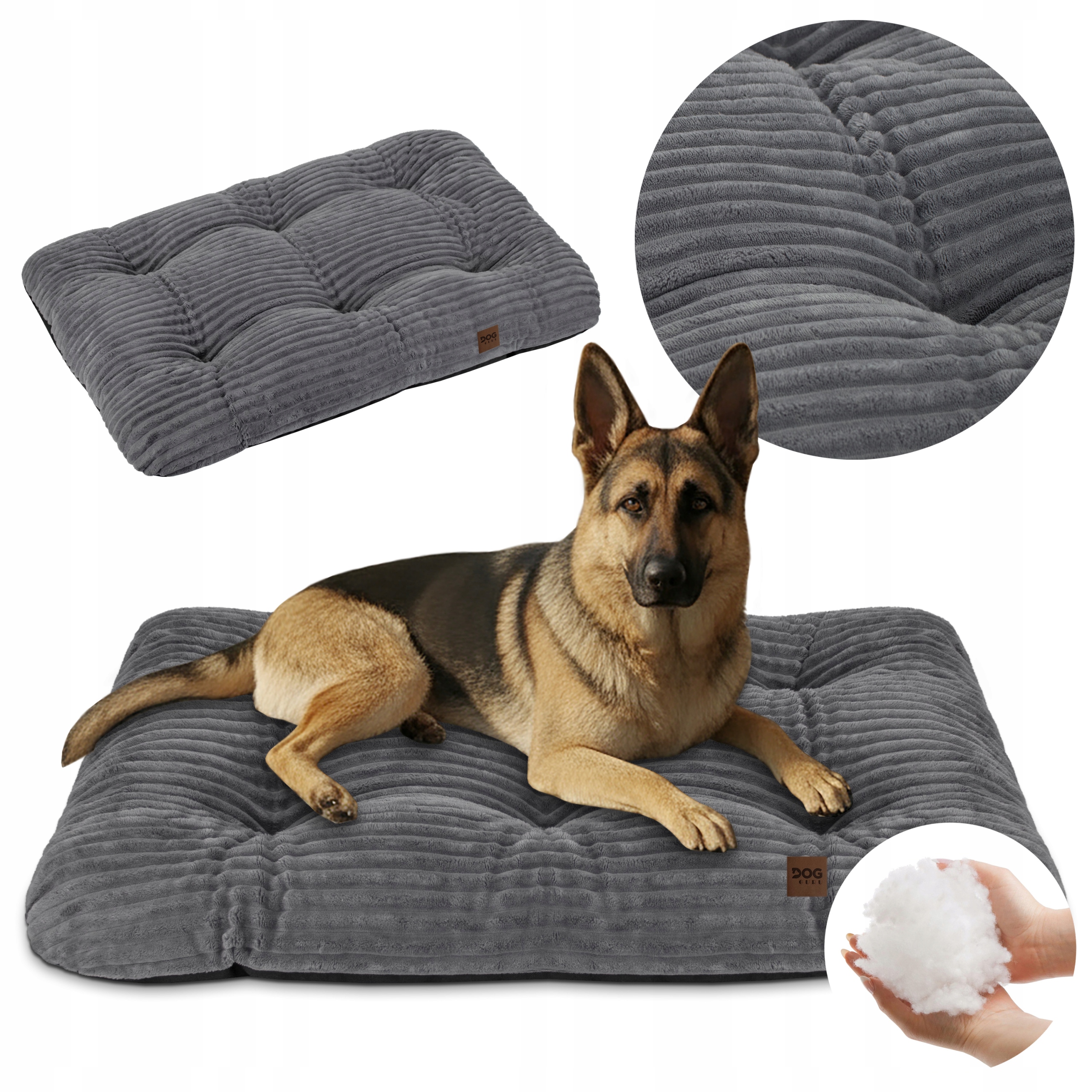 Levně Velké Pelíšek Pro Psa 100 x 70 CM Měkké Kožešina Pásy Šedý Silný Polštář