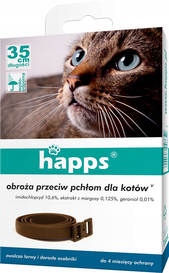

Obroża dla KOTóW przeciw pchłom 35 cm Happs