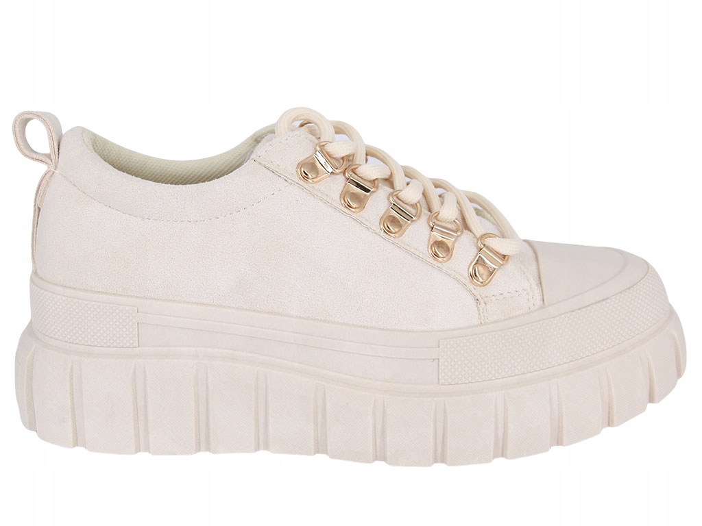 

Trampki Sneakersy Beżowe Creepersy Skóra Y 8010 36