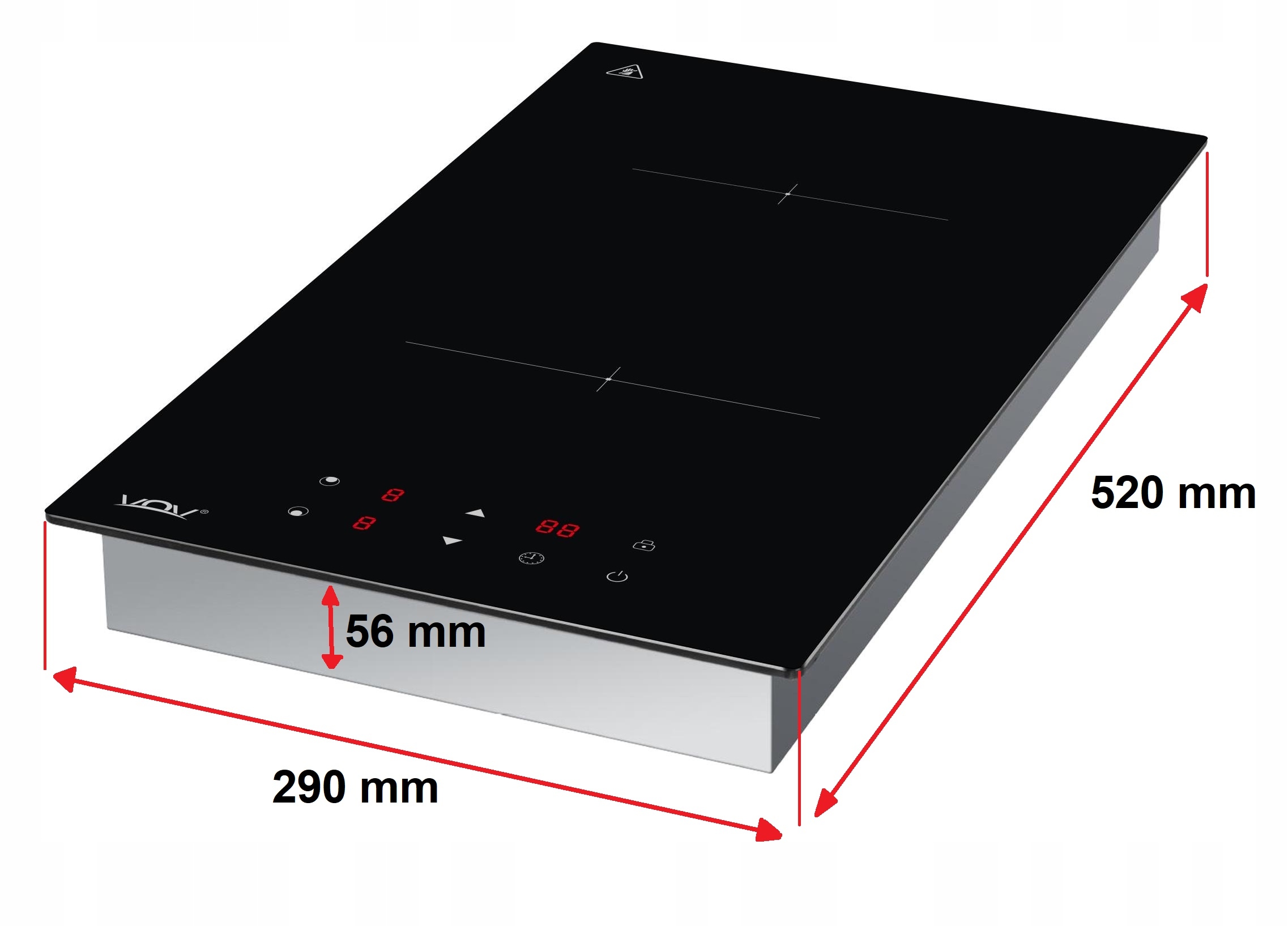 KUCHENKA PŁYTA INDUKCYJNA 2 POLA DO ZABUDOWY 3000W Marka VOV