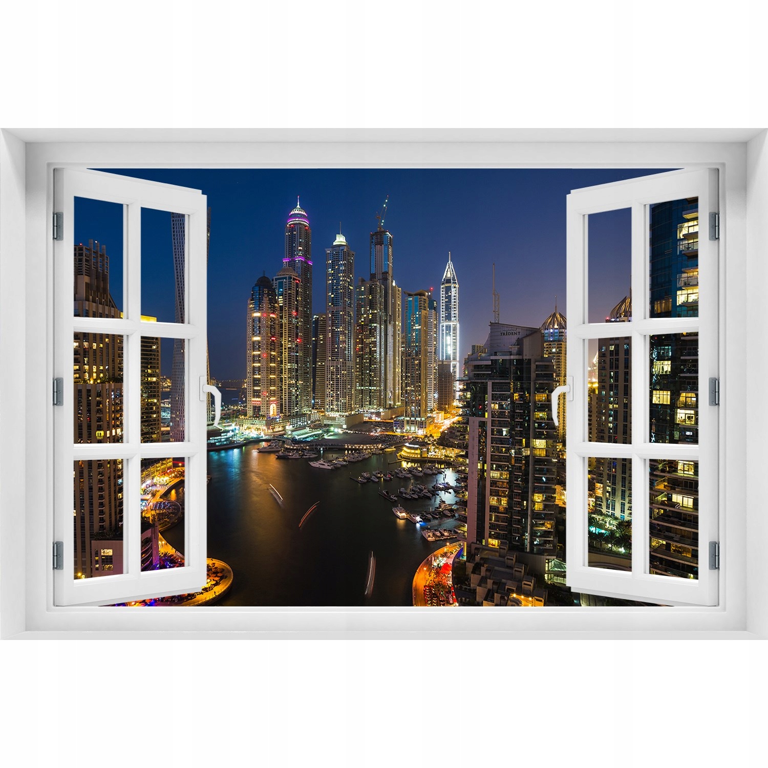 

Fotoobraz Naklejka 3D Okno Marina w Dubaju 90x60