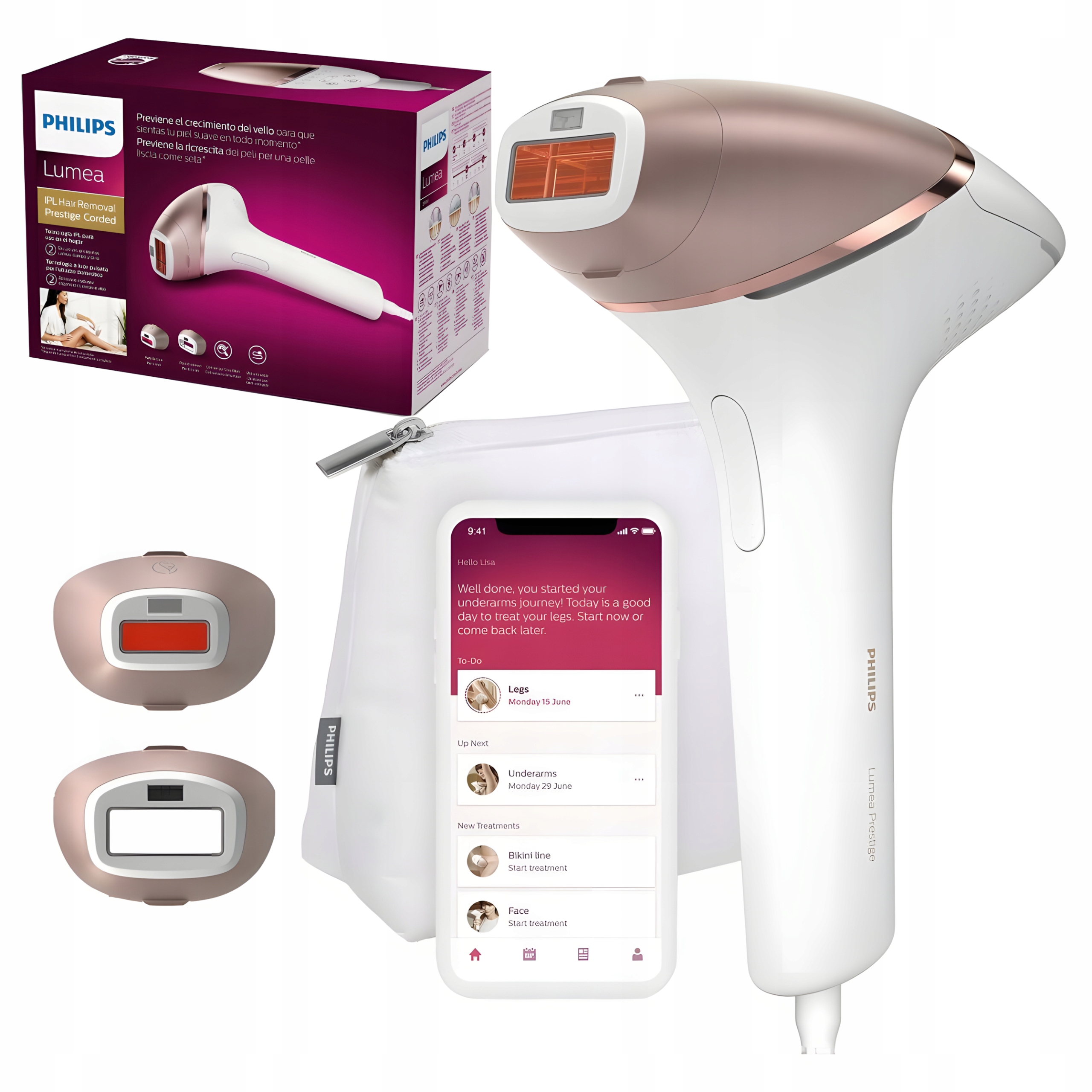 Depilator Ipl Philips Lumea Prestige BRI945/00 filtr Uv końcówka do twarzy
