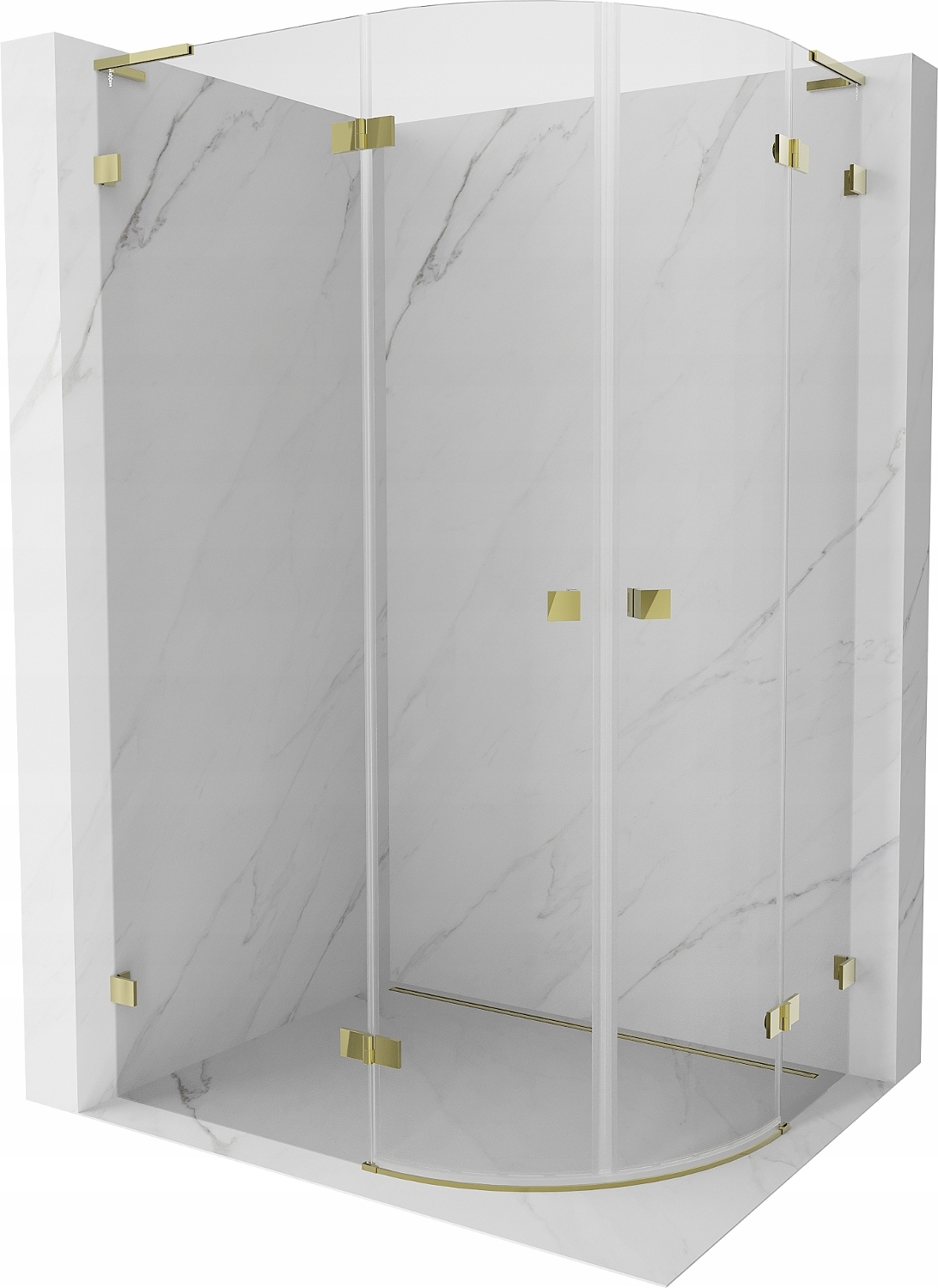 Sprchový kout Mexen Lunar L půlkruhový 100x90 cm, levý, zlatý, sklo 8mm