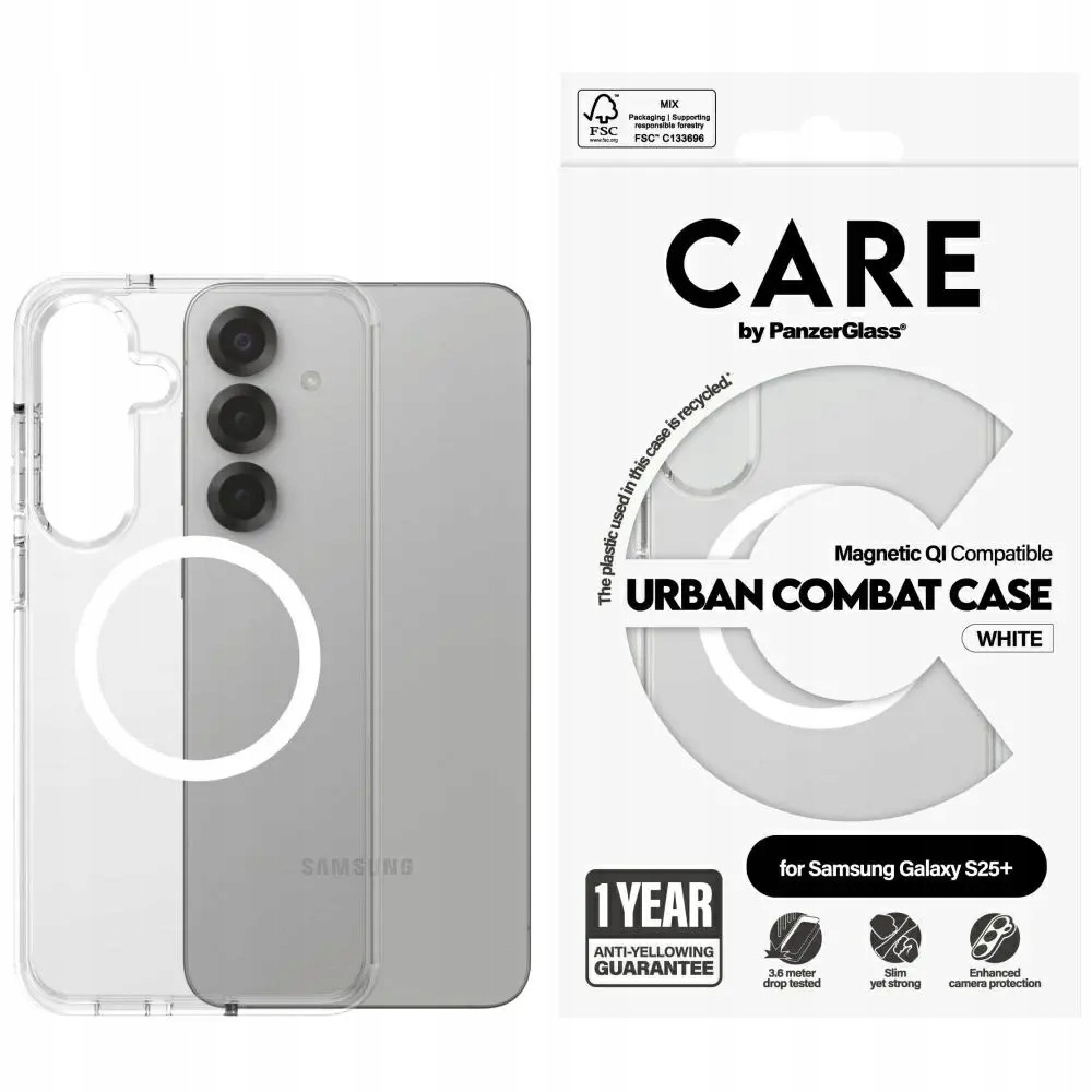Etui Care by PanzerGlass Flagship Urban Combat White Qi do Samsung Galaxy