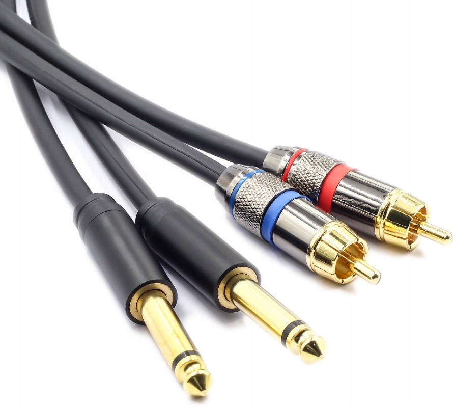 

Kabel 2x wtyk jack 6,3mm 2x wtyk Rca cinch 3m