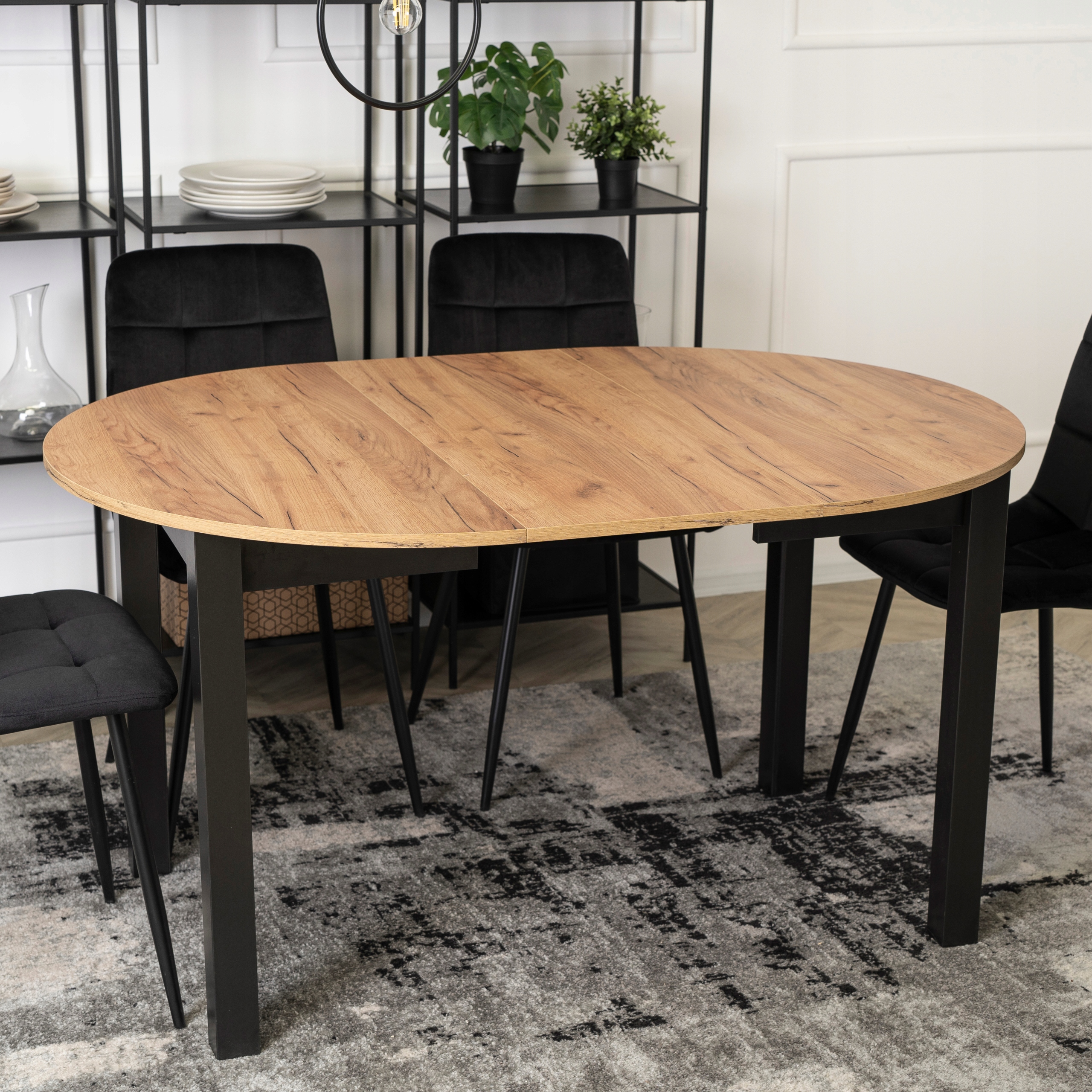 Stół Okrągły Rozkładany Kuchenny Do Jadalni Salonu Loft Craft Czarny HARRY Marka MEBEL ELITE