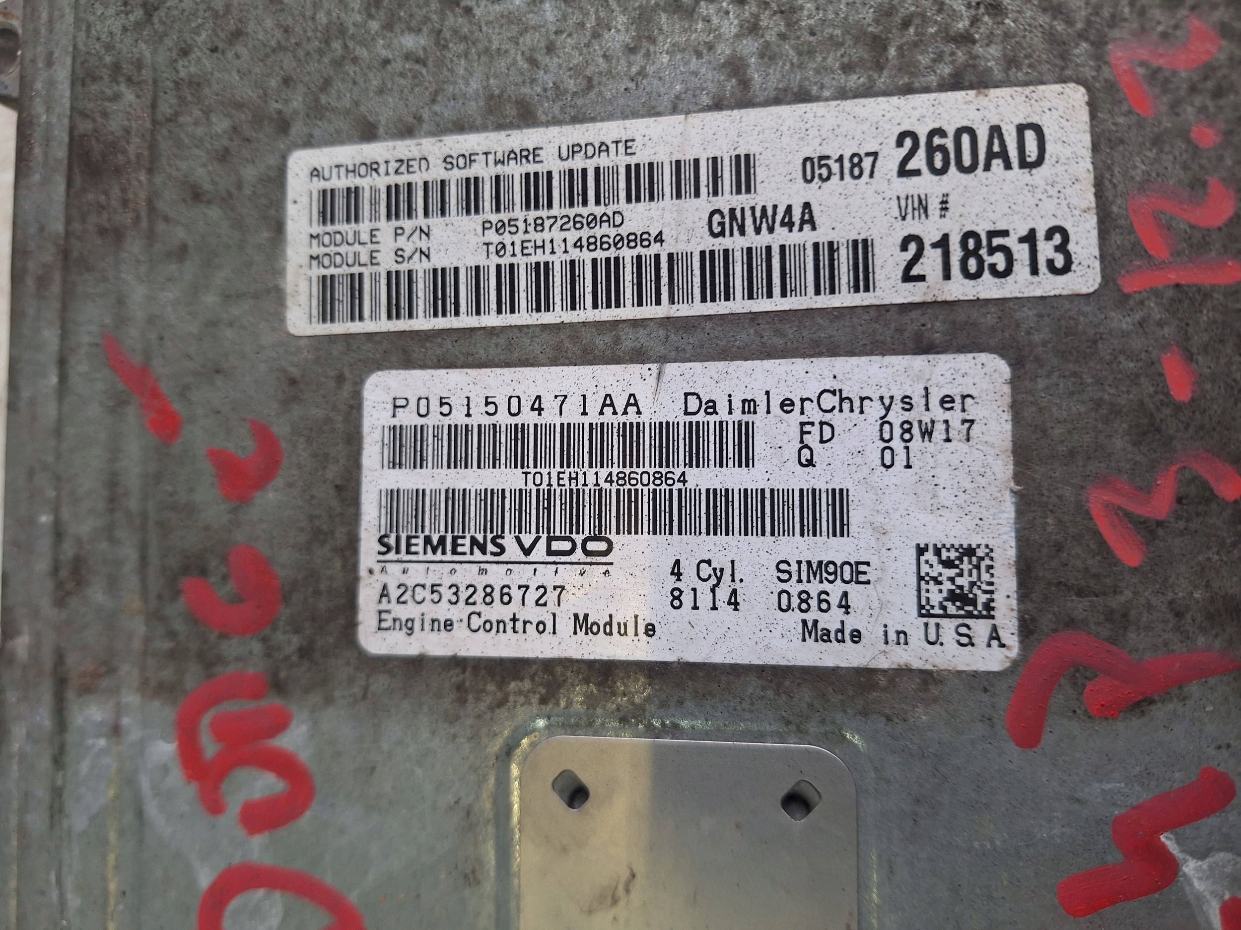 JEEP computer control unit of the engine 05187260AD SIEMENS P05150471AA