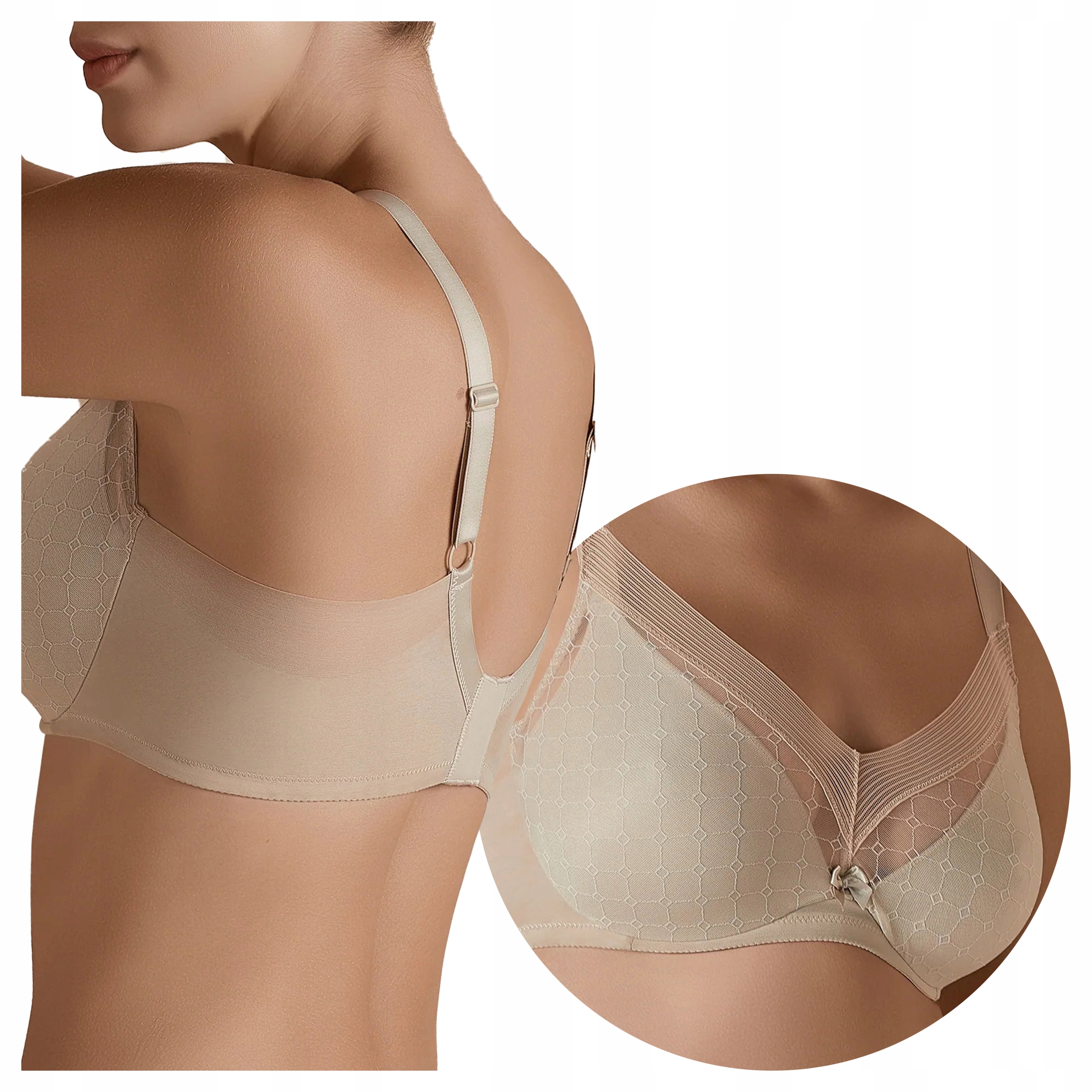 Přiléhavá měkká podprsenka s kosticemi Široké boky Roxana Béžová 95D