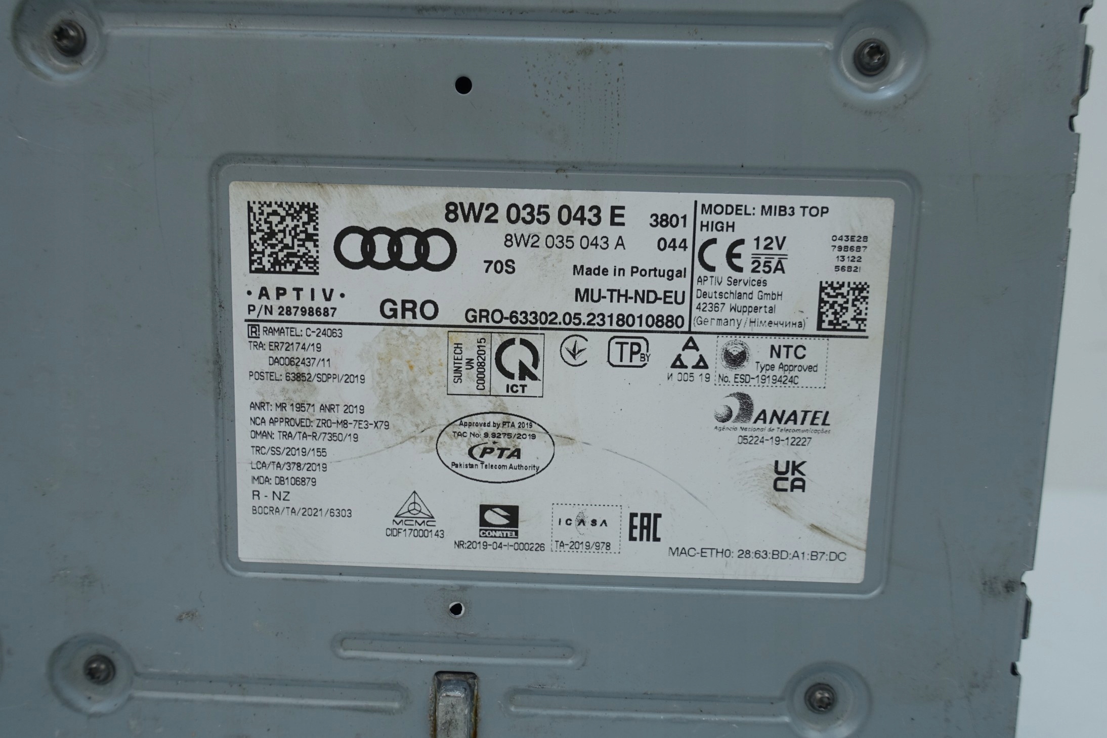 AUDI A4 A6 A7 Q7 Q8 player module navigation devices MIB3 MIB 8W2035043E