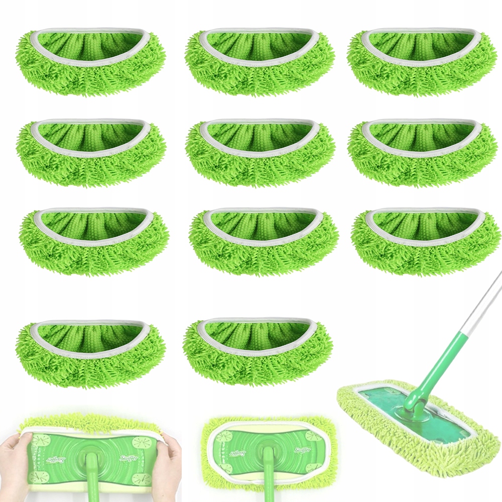 Levně Vložka Do Mopu Mikrovlákno Mop Plochá Náhradní Koncovka Vyměnitelná 10 Ks