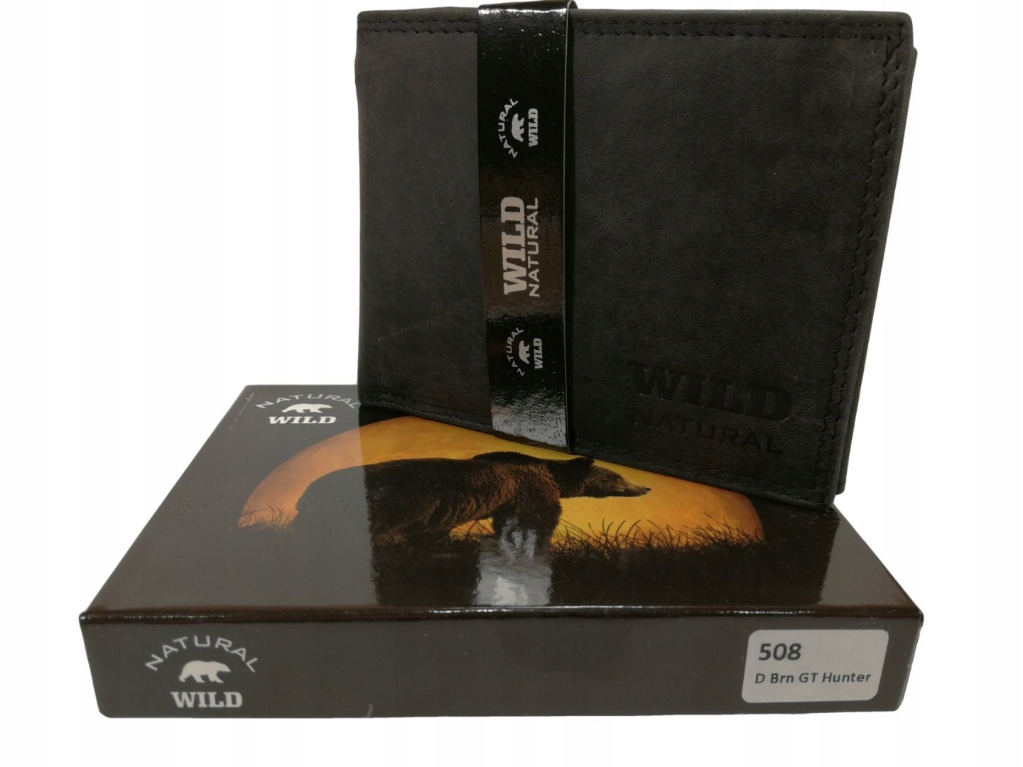 Portfel skóra naturalna nubuk czarny na prezent