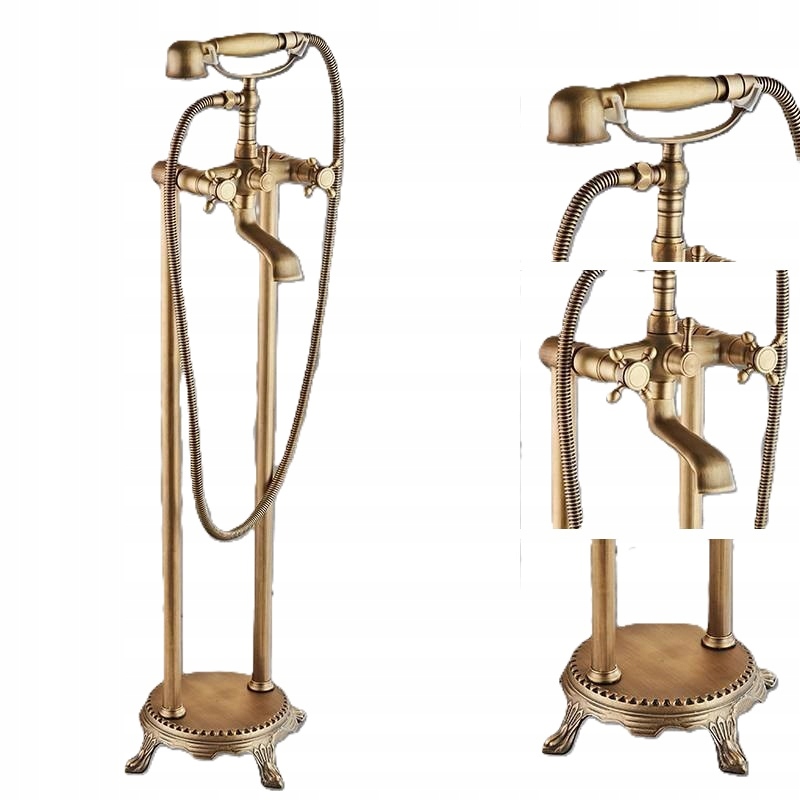 Voľne stojaca vaňová batéria Old Retro Mosadz