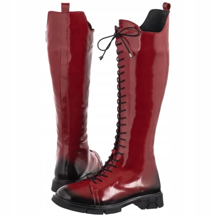 Dámské kozačky Venezia Červené Lakované V411-004484-04RED