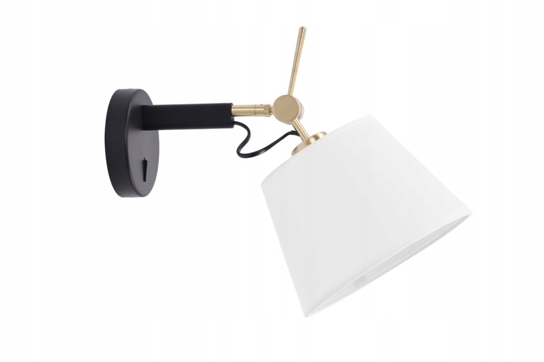 Biela nastaviteľná nástenná lampa do chodby s tienidlom Zyta Wall zlatá hotelová