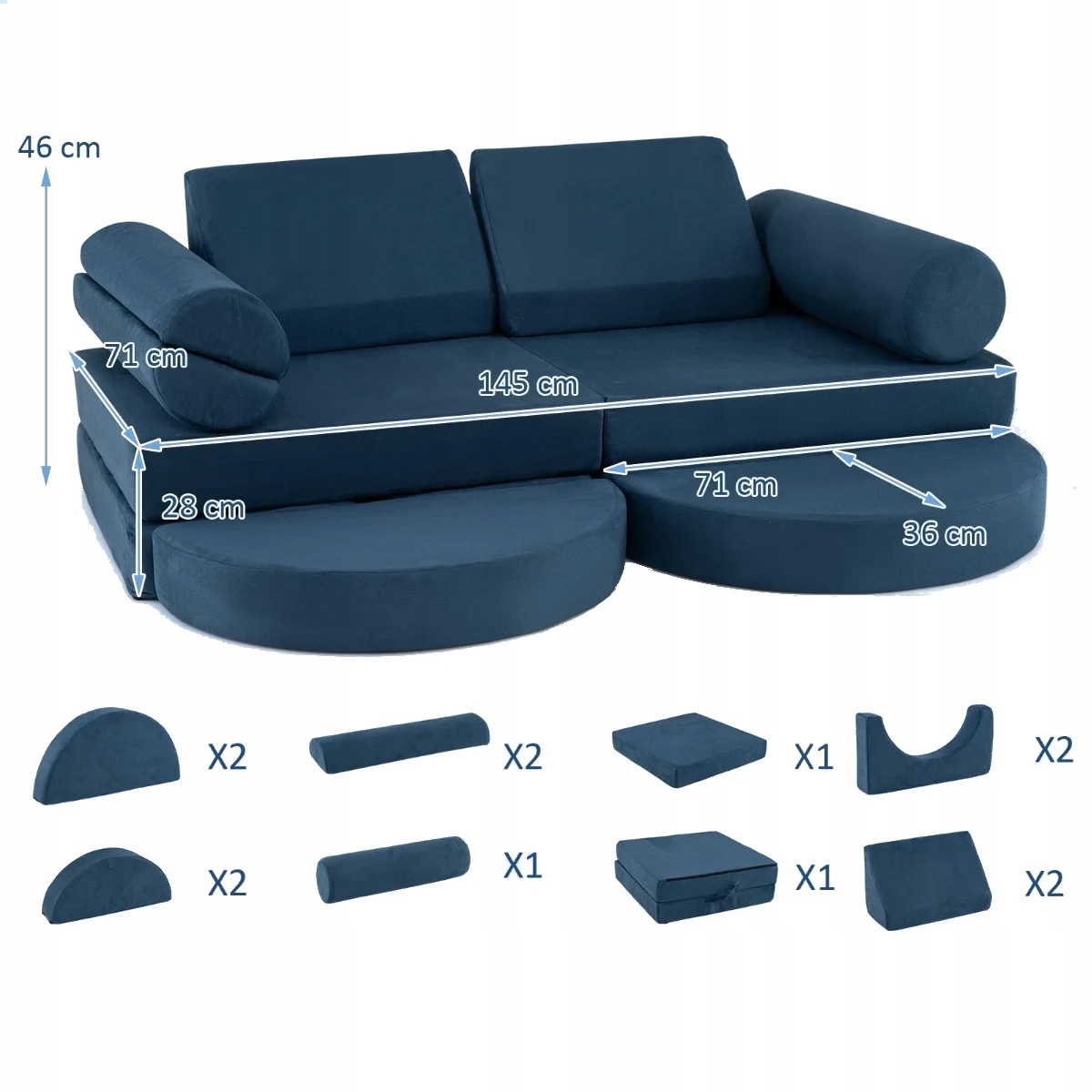 Modułowa kanapa piankowa Sofa z klocków dla dzieci 14-częściowa