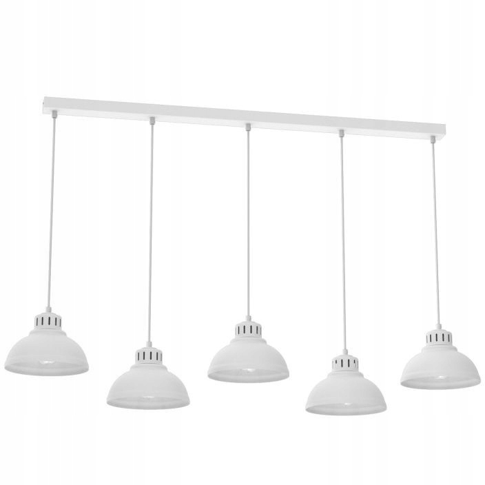Dlouhá Industriální Závěsná Lampa Bílá Luminex Sven 5 nad pultem ostrova
