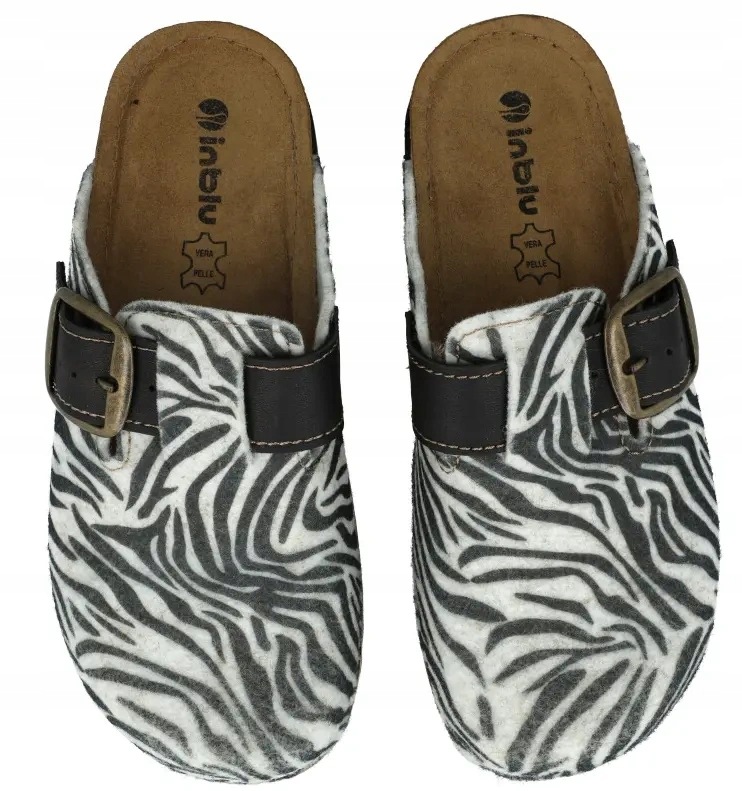 Sandále pantofle Inblu DJ-016 zebra plst vložka Vera Pelle lehké mule R37