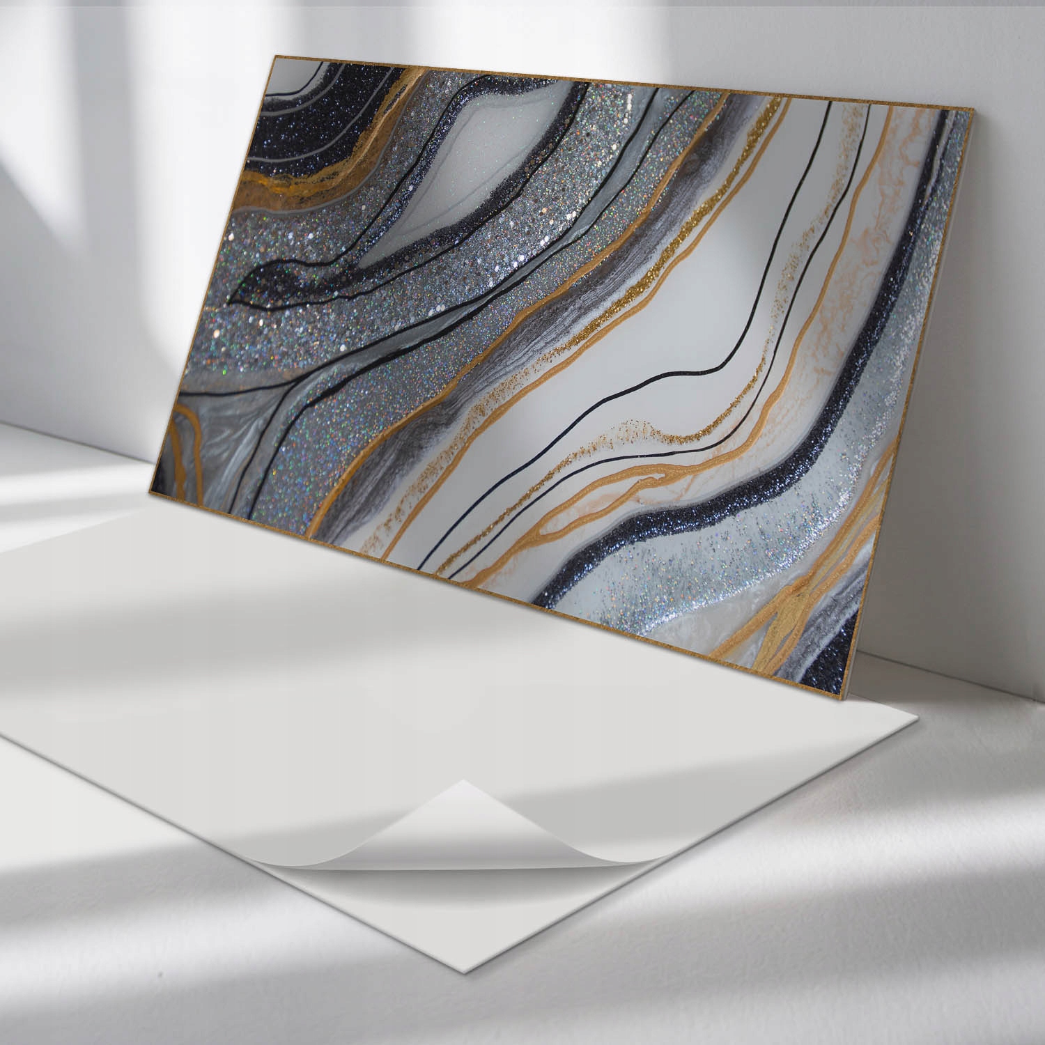 Sada samolepiacich Pvc panelov Abstraktné vlny s leskom 6x60x30 cm