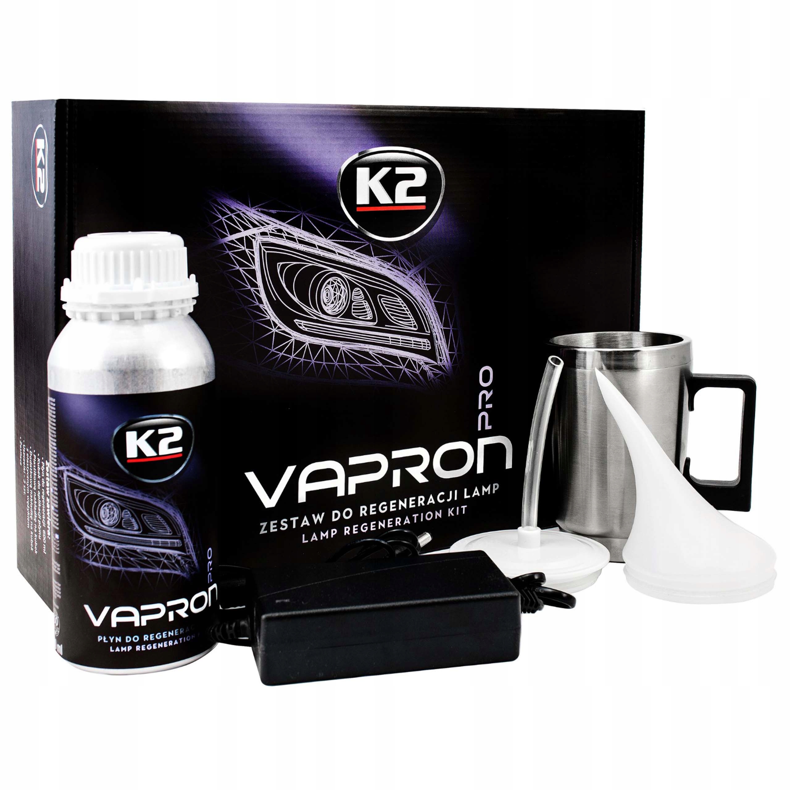 K2 Vapron Zestaw do Regeneracji Lamp Reflektorów Magiczny Czajniczek Płyn