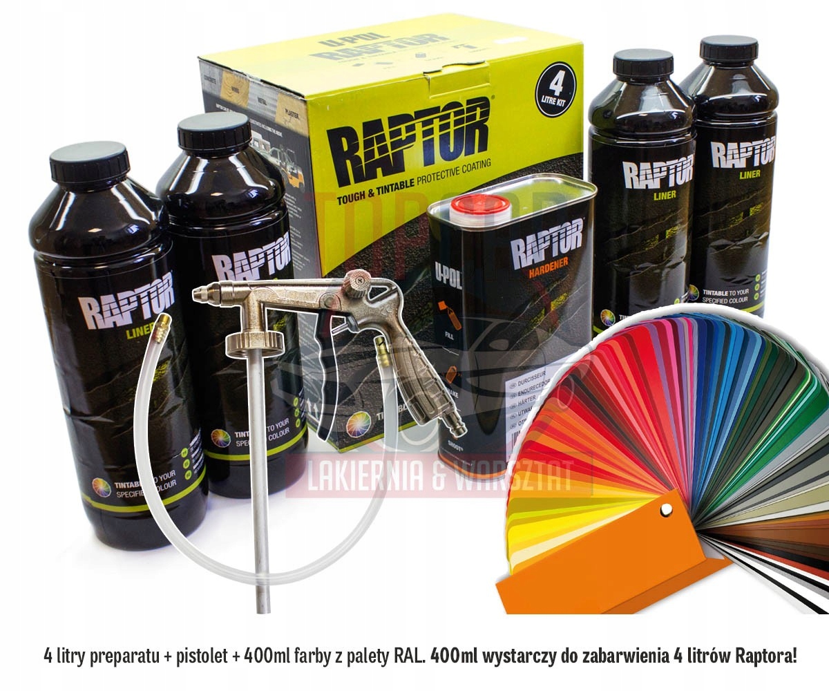 SRODEK OCHRONNY RAPTOR U POL 4L 400ml FARBY RAL Brand Other