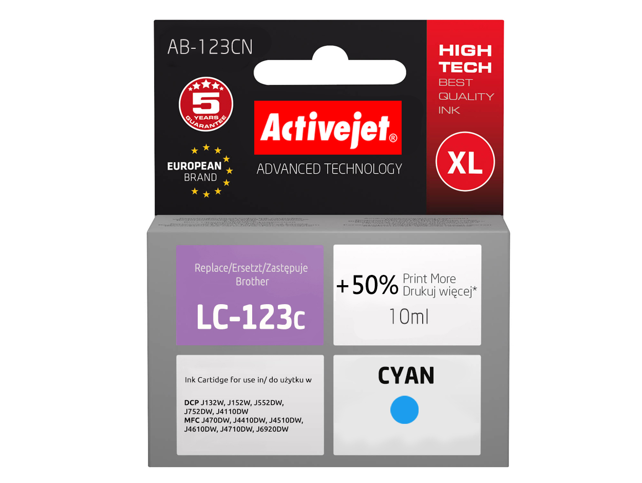

Tusz ActiveJet AB-123CN Do Brother LC123C 10ml
